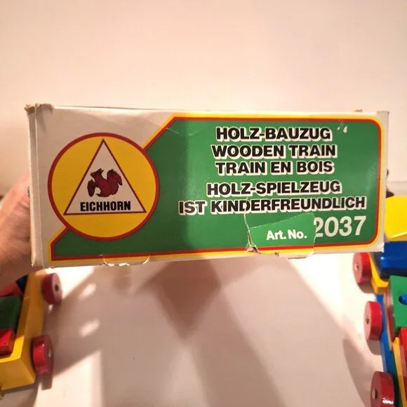 Eichhorn Holz-Bauzug Wooden Blocks Train Complete Set Original Box Vintage - Picture 12 of 12